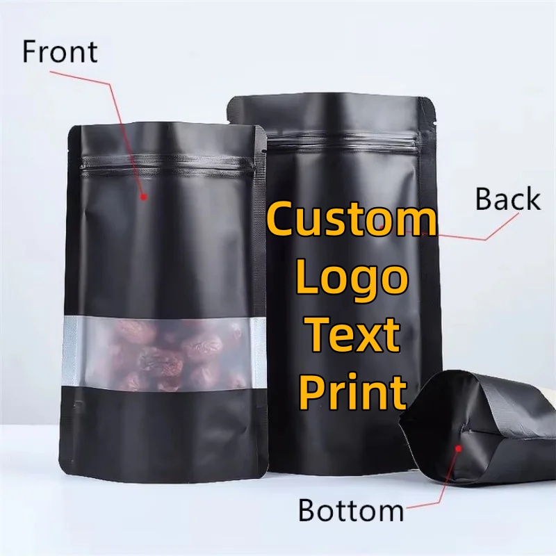 Food Day Snacks - 100PCS Stand-up Matte Black Aluminum Foil