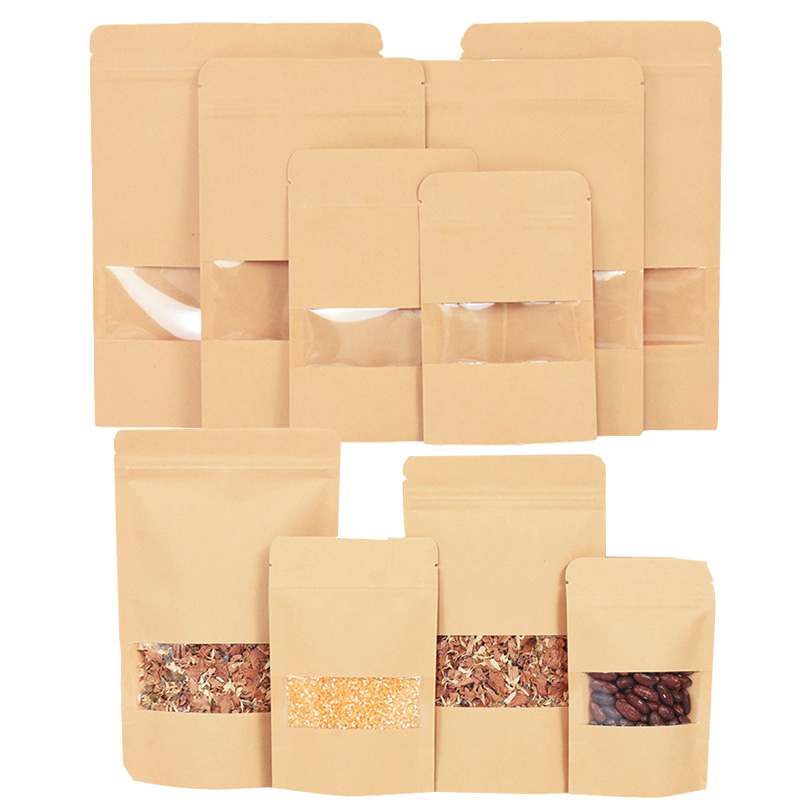 Food Snacks Candy - 20/50pcs Kraft Paper Zip Lock Bags