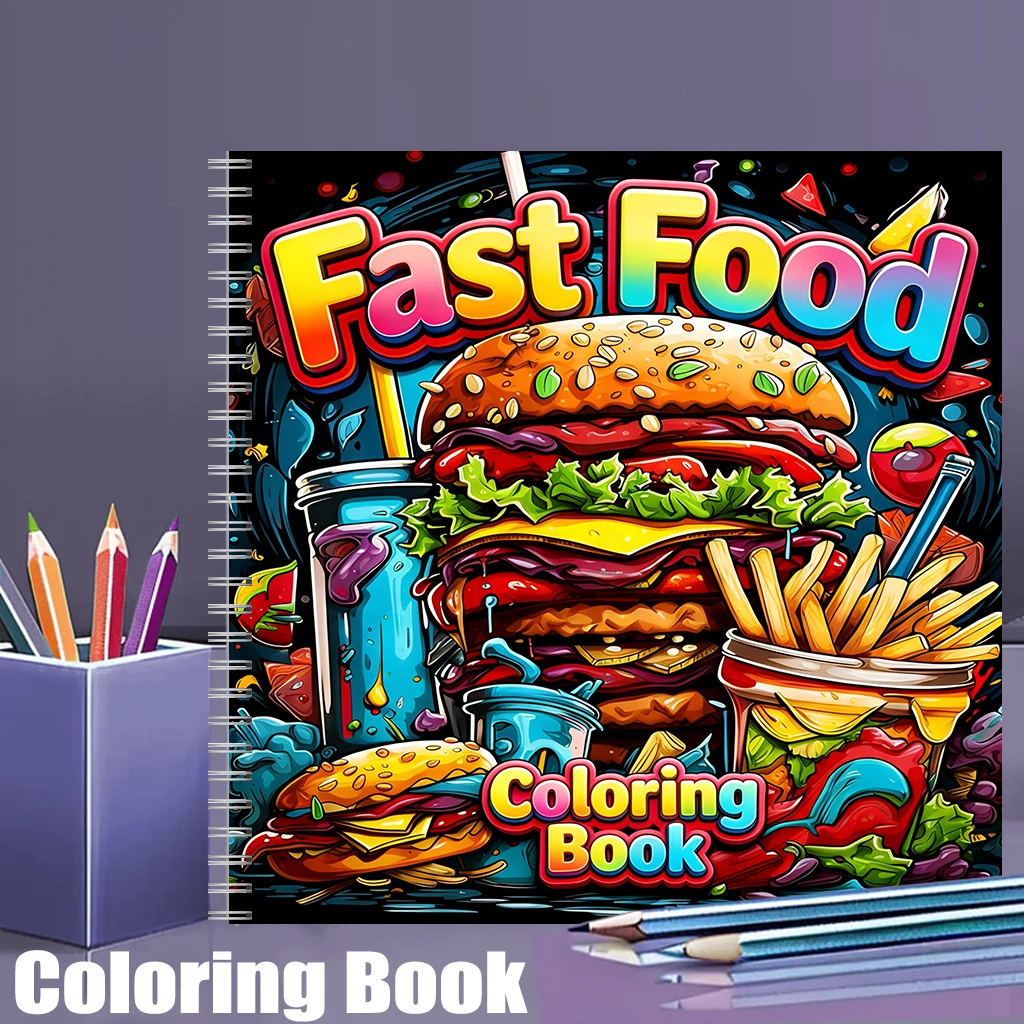 Food And Snacks Coloring Book Bold And Easy - Fast Food Coloring Book for Adults,