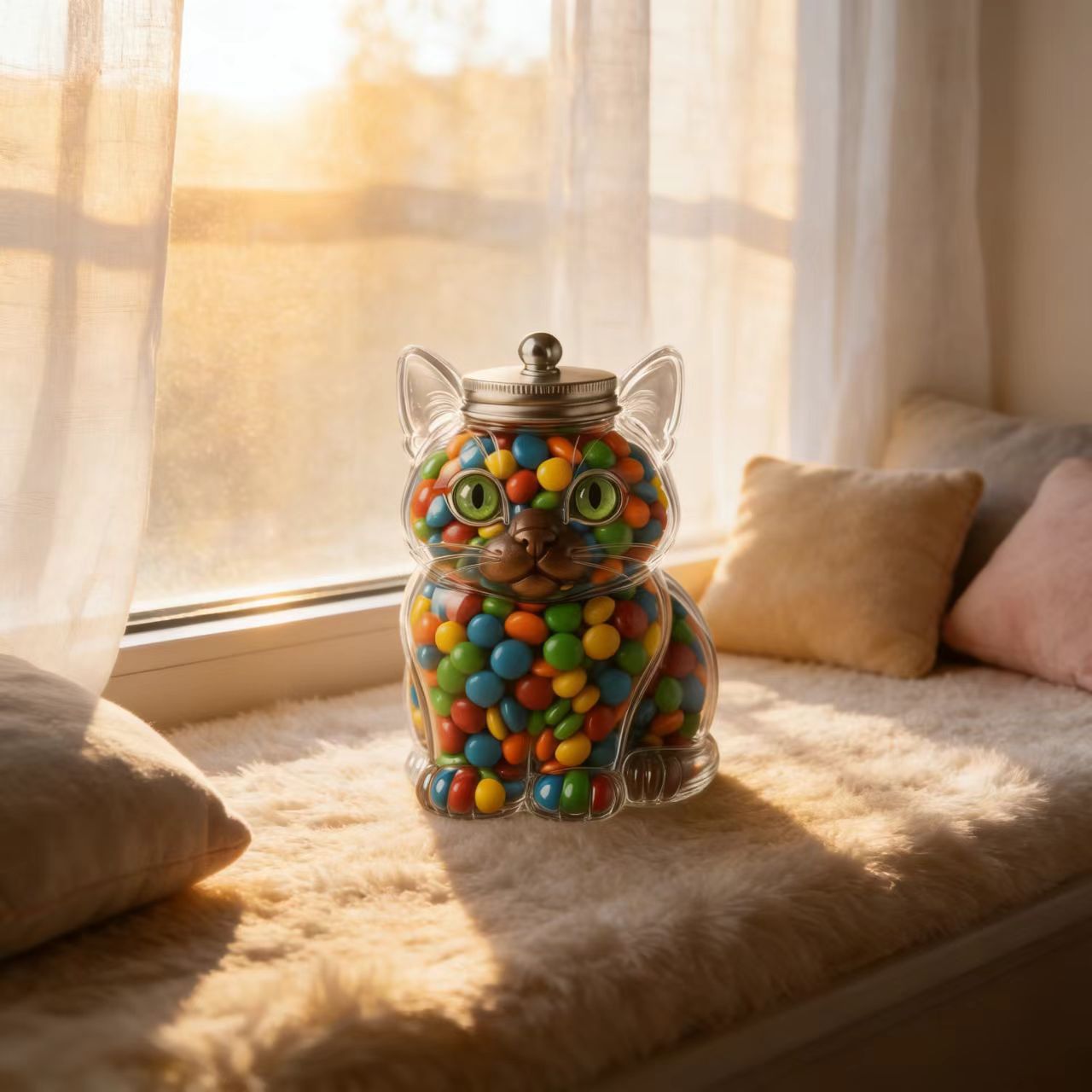 Cute Cat Shaped Glass Candy Ja - Food Snacks Candy review and price