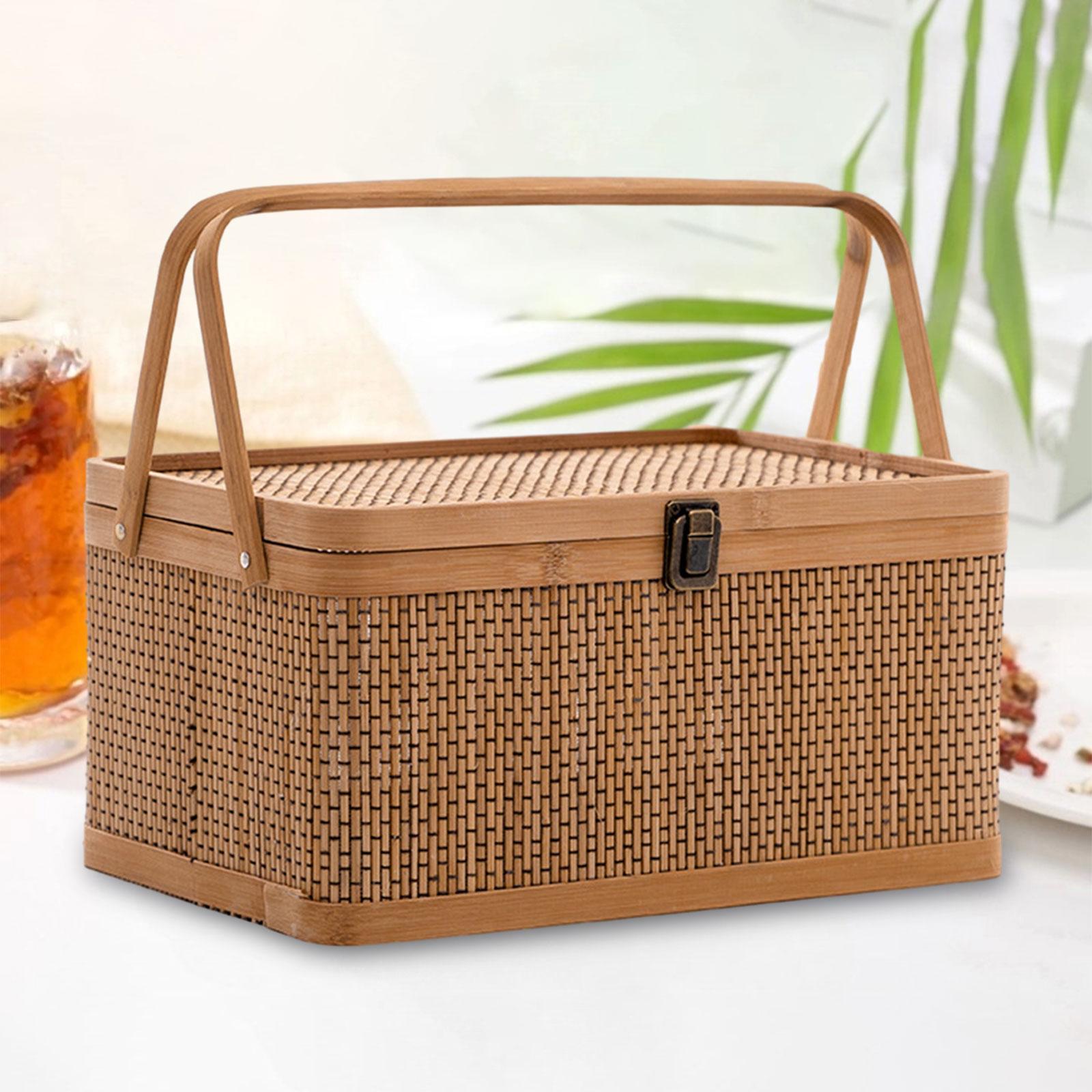 Handcrafted Bamboo Picnic Bask - Food Snacks Hamper review and price