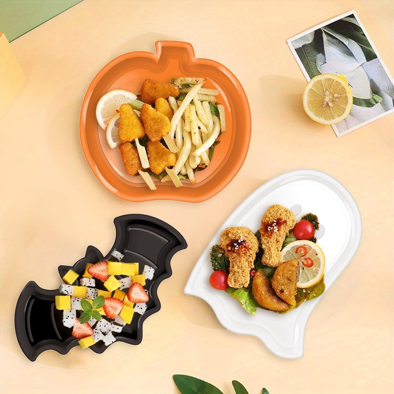 Reusable Halloween Plates Set  - Food Snacks Candy review and price