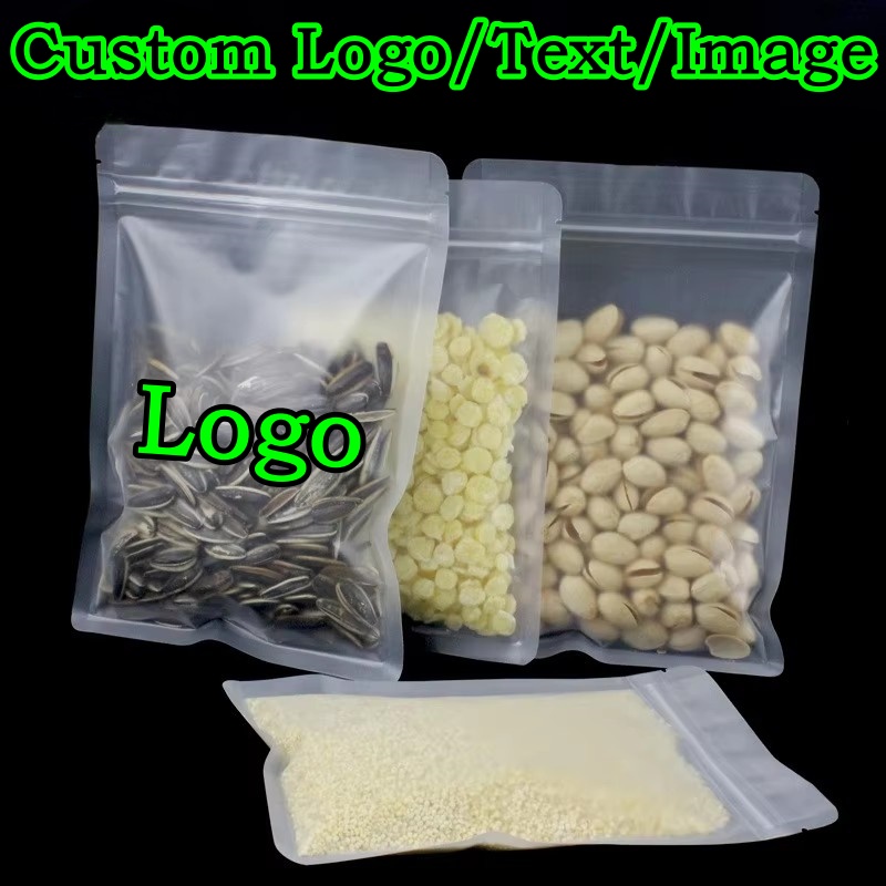 100PCS Frosted Plastic Ziplock - Food Snacks Logos review and price