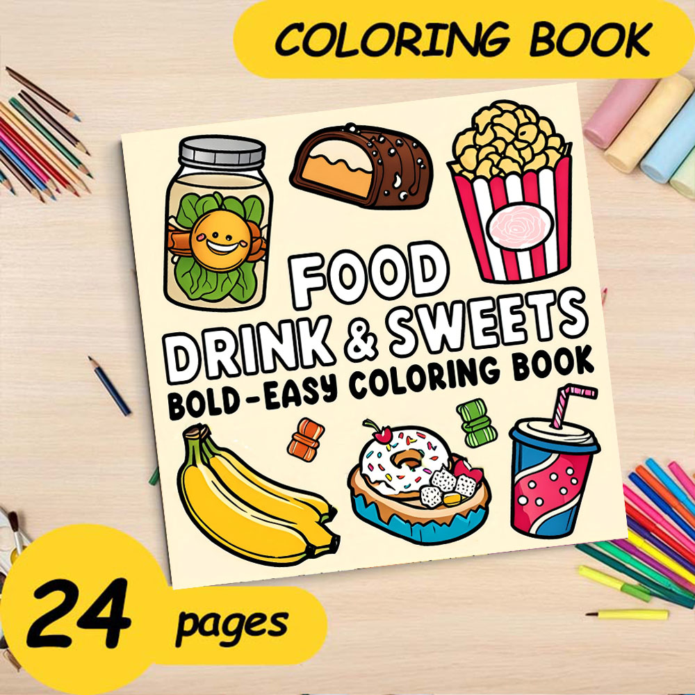 FOOD DRINK & SWEETS BOLD-EASY  - Food And Snacks Coloring Book Bold And Easy review and price