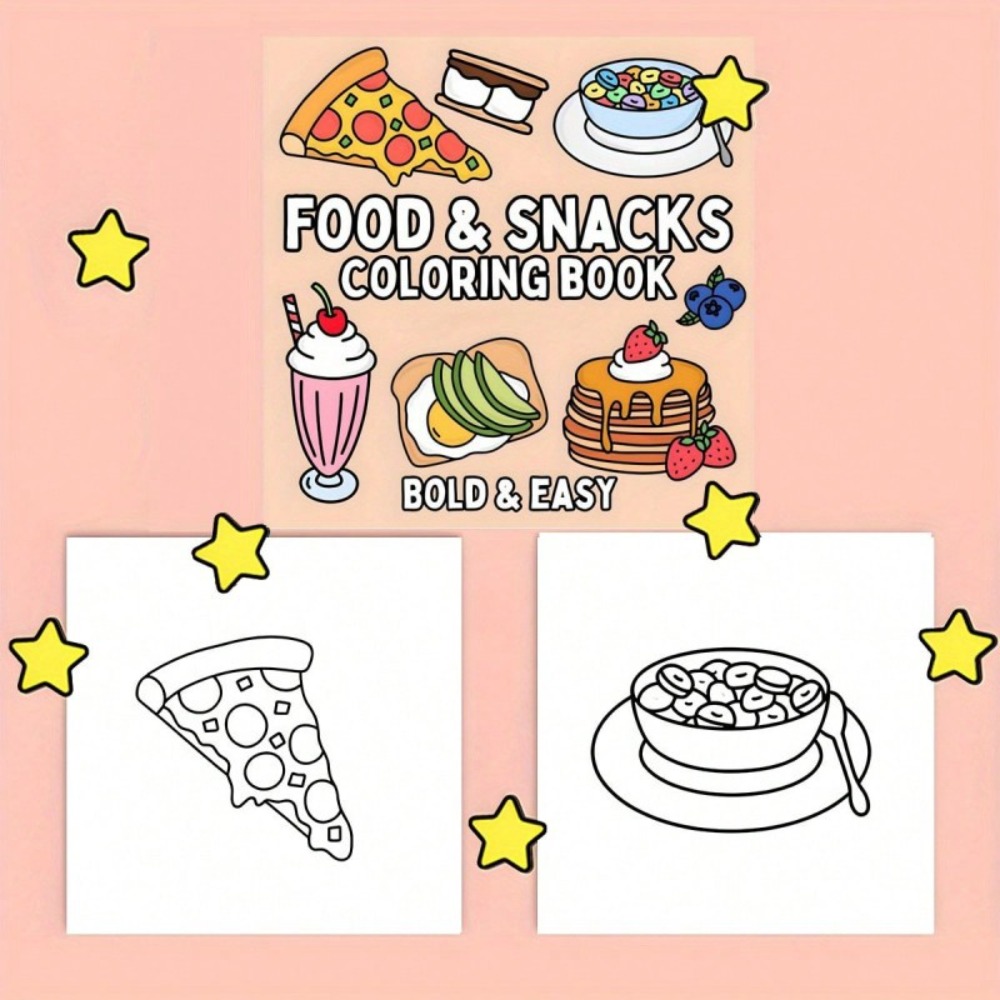 Food and Snacks Coloring Book  - Food And Snacks Coloring Book Bold And Easy review and price