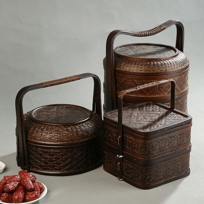 Bamboo Picnic Basket with Lid  - Food Snacks Hamper review and price
