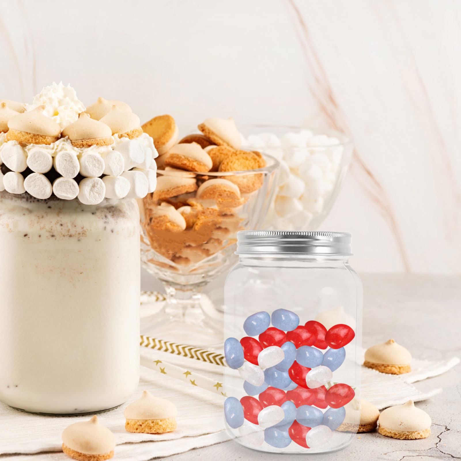4Pcs Clear Plastic Mason Jars  - Food Snacks Candy review and price