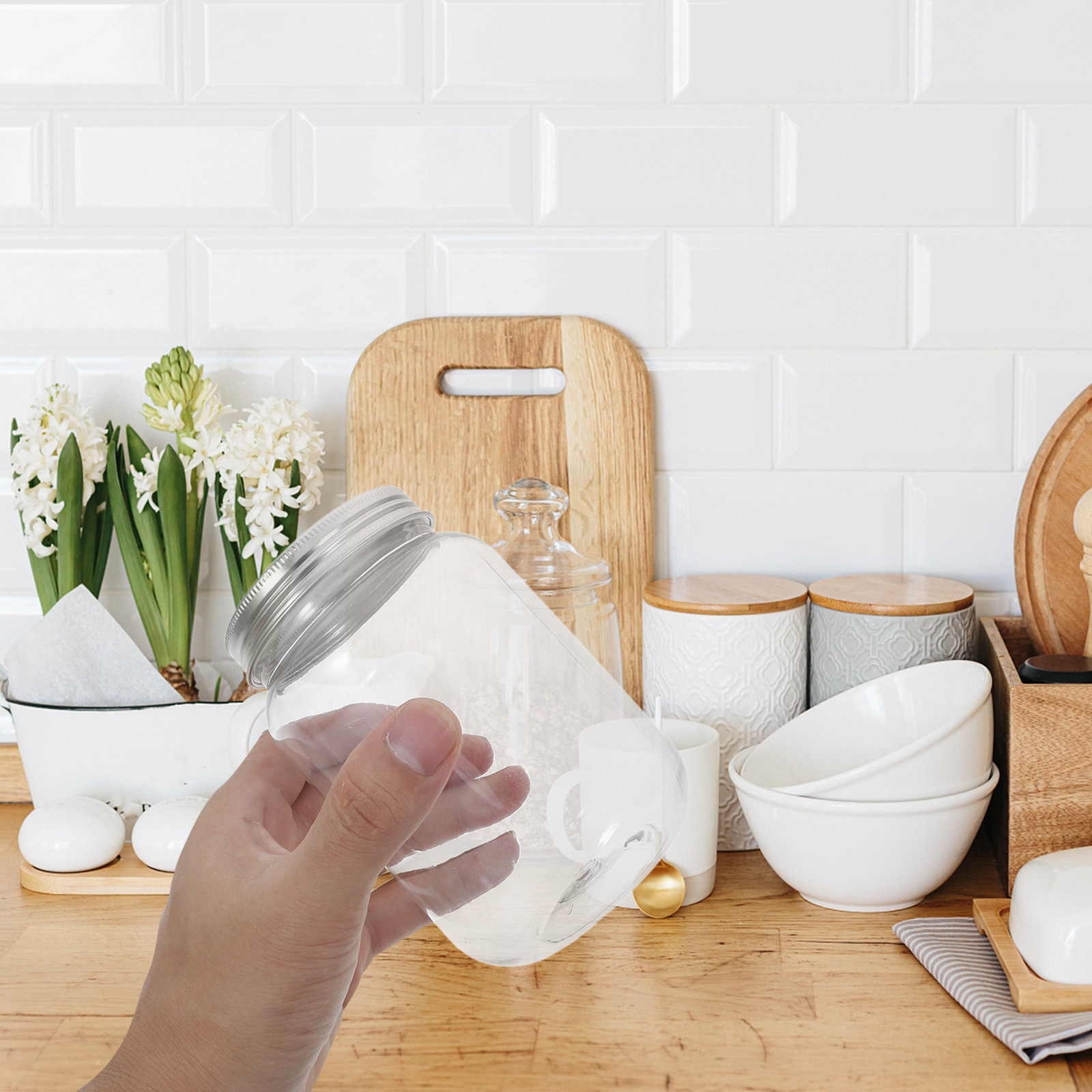 4Pcs Clear Plastic Mason Jars  - Food Snacks Candy review and price