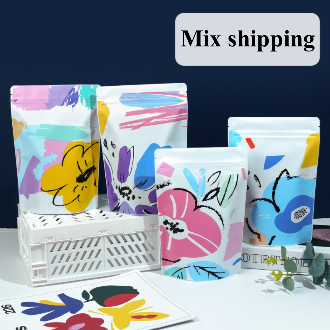 100PCS Aluminum Foil Stand-up  - Food Snacks Logos review and price
